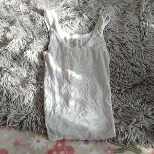 Women's White Ribbed Tank Top